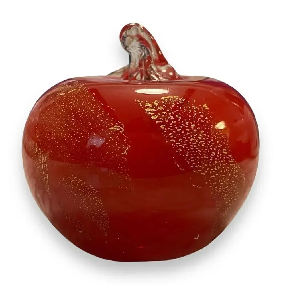 Red Apple Art Glass Paperweight